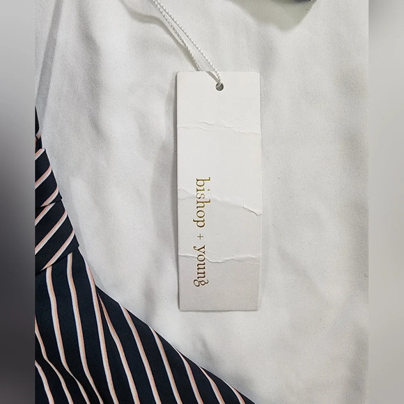 NWT Bishop Young Striped Casual Short Sleeve Womens Blouse XS - Picture 8 of 12